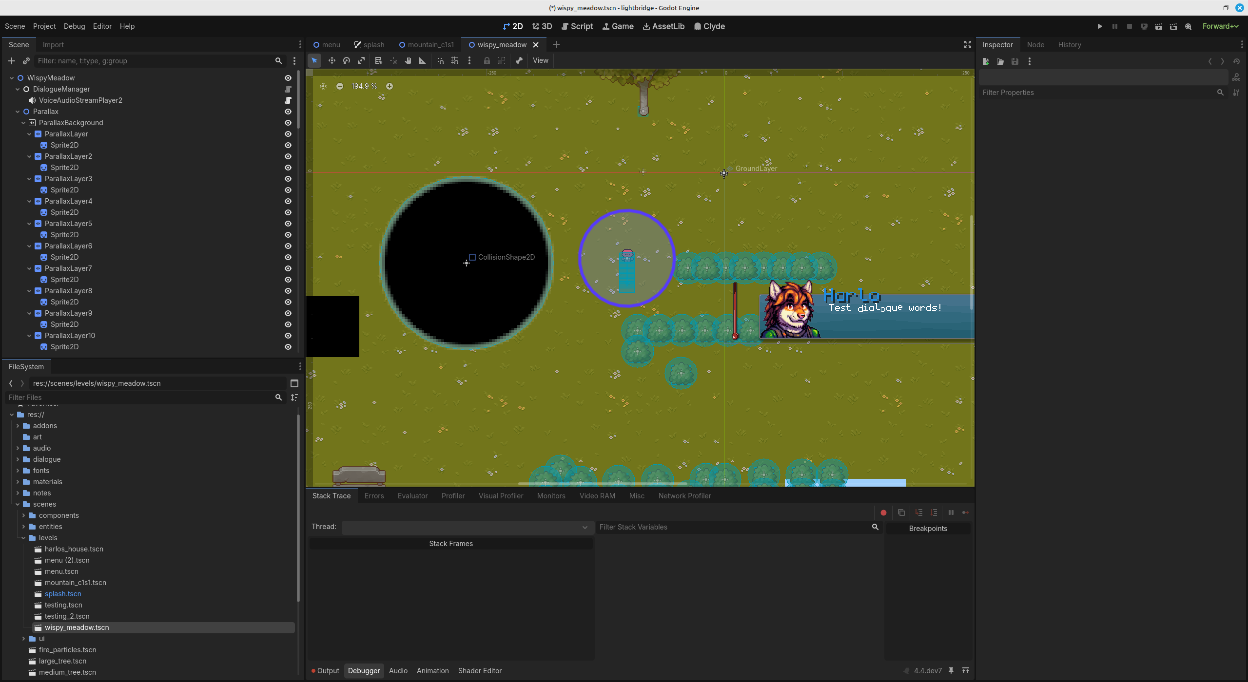 A screenshot of Godot editor.